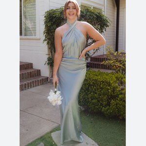 Show Me Your MuMu Jasmine Halter Dress (Silver Sage)